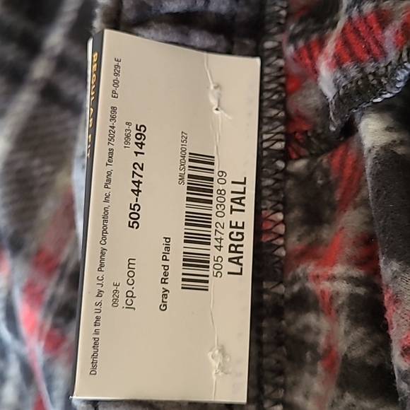 Tailored Culture Stafford Regular Fit Sleep Pants, Large Tall, Grey Red Plaid - Picture 4 of 6